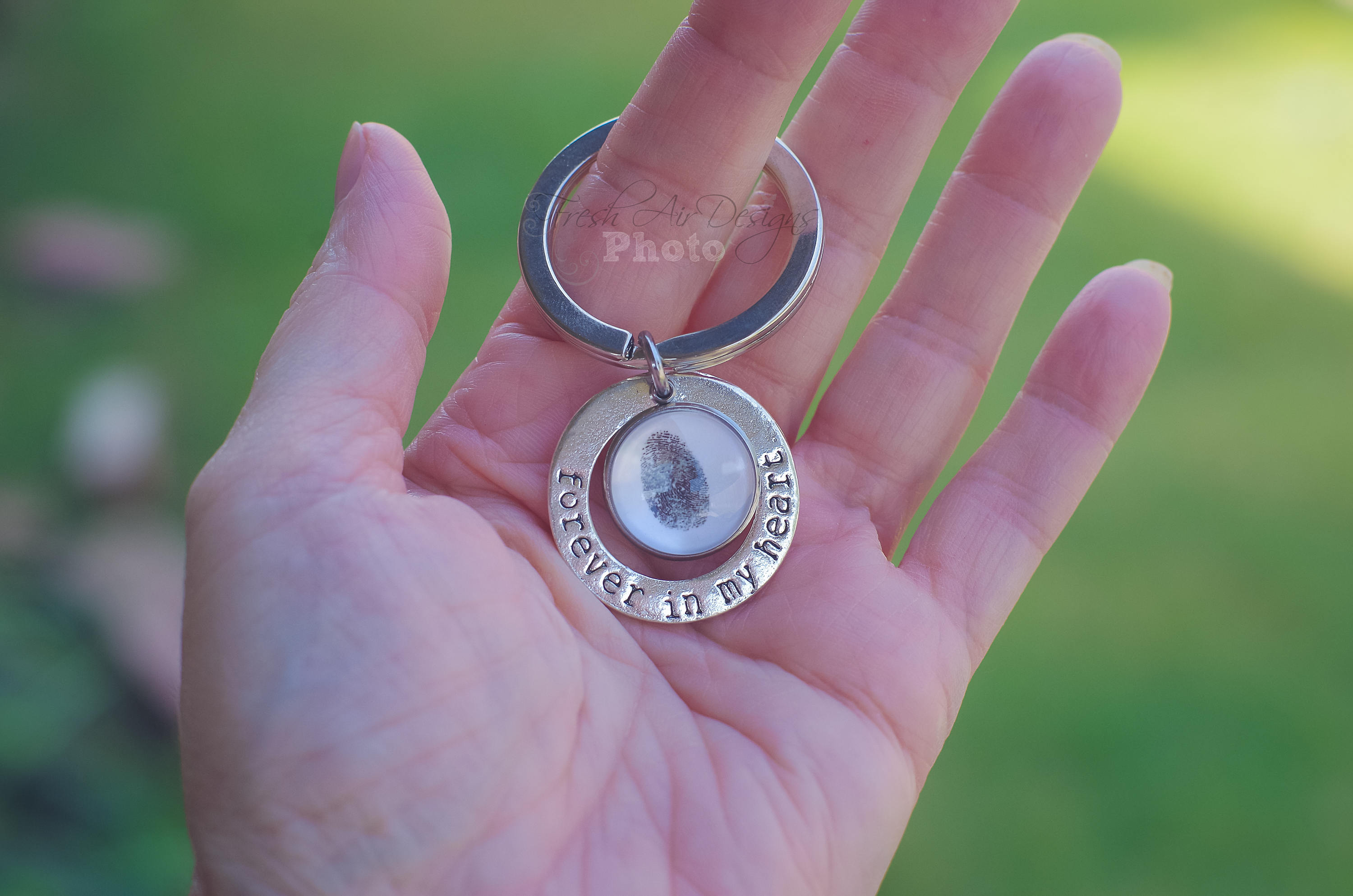 Fingerprint Key Chain Forever in My Heart Memorial Gift Etsy