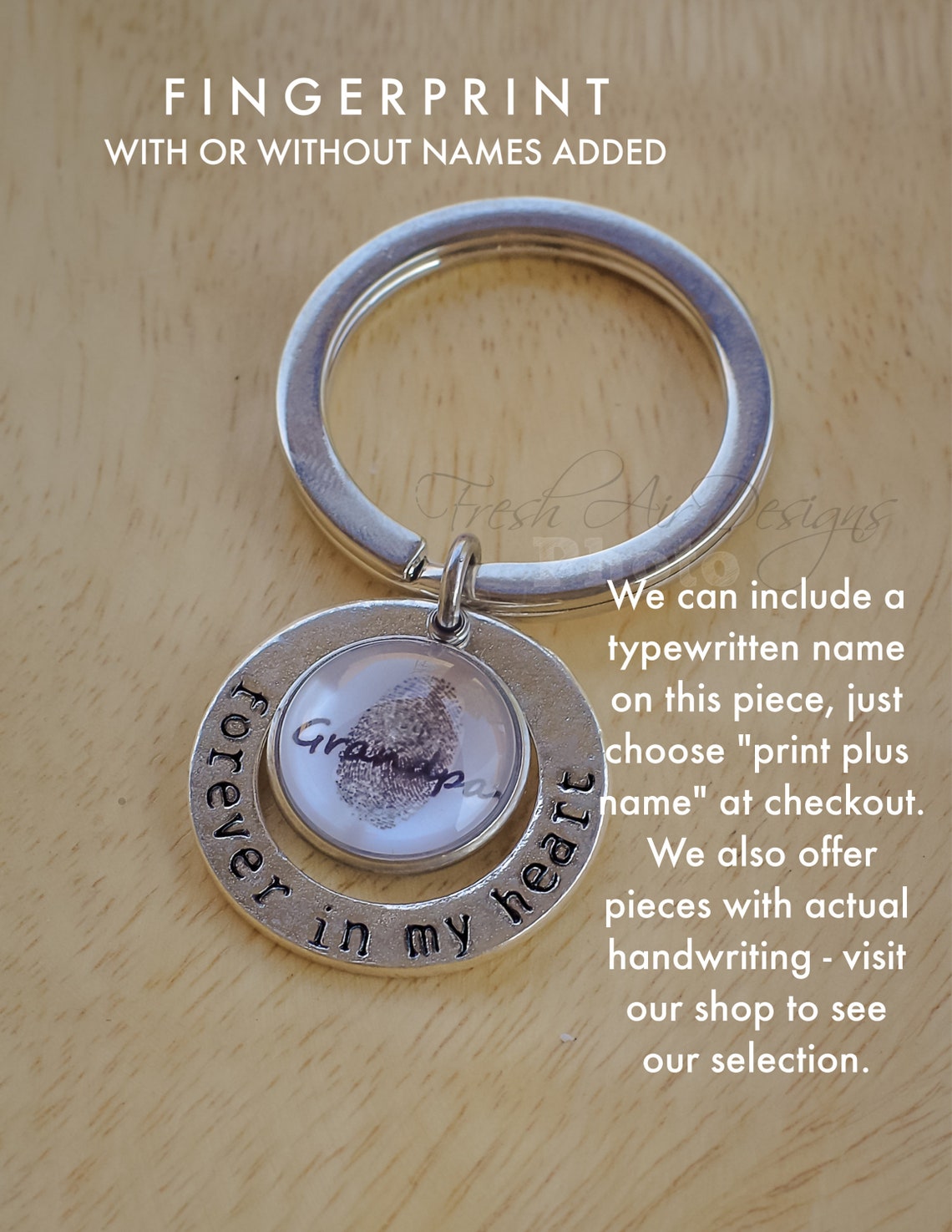 Fingerprint Key Chain Forever in My Heart Memorial Gift Etsy