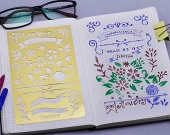 Metal Pro Bullet Stencil for Bullet Journal, Fit A5 Notebook,Stencil Bullet Journal Stencil ,tibetara®,Etching 4*7",1 pc/lot-10196250
