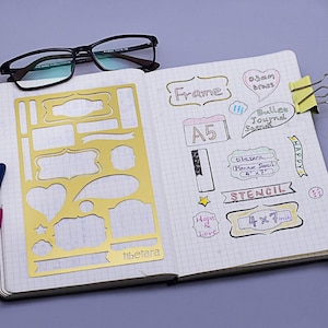 Modello per incisione, stencil per planner, stencil per bullet journal, adatto per quaderno A5, tibetara®, 4*7", stencil in metallo, 1 pezzo/lotto - 10196950