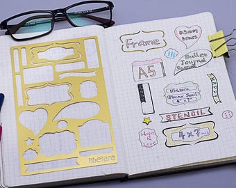 Etching Template,Planner Stencil, Bullet Journal Stencil ,Fit A5 Notebook,,tibetara®, 4*7",Metal stencil,1 each/lot-10196950