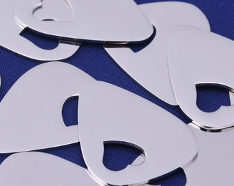 10pcs 1"x1 1/4"(25mmx32mm)tibetara® Stainless Steel Heart Guitar Pick Discs Stamping Blank ,Mirror Shiny,Skinny blank,DIY,18 Gauges-10124950