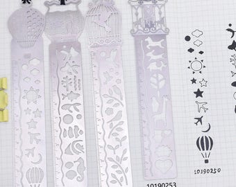 Metal Metal bookmark, template Ruler, Journal Stencils, Daily Planner,stencil notebook, planner traveler tibetara®,Etching  1 pc/lot