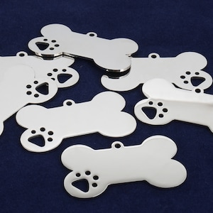 10pcs 1 1/2*7/8&quot;（40mmx22mm) stainless steel dog tag,bone tag,super shinny stamping blank,laser engrave tag,flat blank pendants-10396850