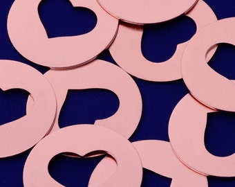 20pcs 1 1/4"(31mm) tibetara® 18 Gauges,Round Copper Heart Discs  -Heart Cutouts - Copper Discs, Copper Disks-10155310