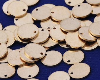 Bulk 50 Round Brass Stamping Blanks Discs Tags,Diy Stamping Supplies with hole,tibetara®,3/8"(8mm),tiny solid brass disc-10023600