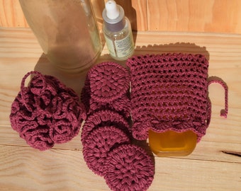 Spa set, Luxury Bathroom Spa Gift Set , Soap Scrub, and Face Scrubbies