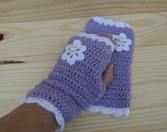 Usefull gif,Crochet fingerless gloves, arm warmer, knitted mittens, autumn gloves, boho gloves, crochet mittens, hand knit purple gloves