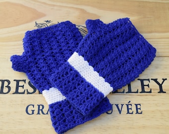 Regalo útil, guantes sin dedos azules, guantes sin dedos, crochet Mittens, guantes de invierno de ganchillo, regalo de Navidad para ella, idea de regalo de Navidad