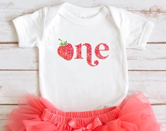 Strawberry First Birthday Outfit: "Sweet One" Bodysuit