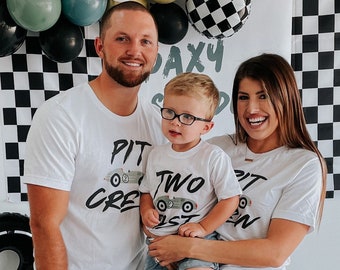 Two Fast Birthday Shirt: Race Car 2nd Birthday Pit Crew Racing Family Tees