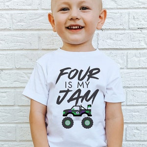 Monster Truck Birthday Shirt, Monster Truck 4th Birthday Shirt, Matching Family Birthday Shirts, Monster Truck Party Outfit, Four Is My Jam