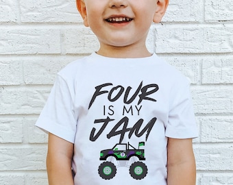 Monster Truck Birthday Shirt, Monster Truck 4th Birthday Shirt, Matching Family Birthday Shirts, Monster Truck Party Outfit, Four Is My Jam