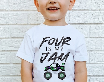 Four Is My Jam Shirt Monster Truck 4th Birthday Outfit Matching Family