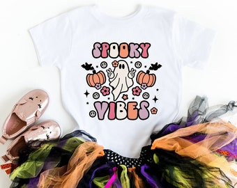 Kids Halloween Shirt: Spooky Vibes Retro Tee