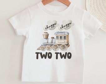 Train Birthday Shirt, Chugga Chugga Two Two Birthday Shirt, Choo Choo I'm 2 Birthday, 2nd Birthday Shirt, Train 2nd Birthday Tee, Baby Boy