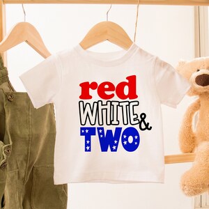 Red White and Two Birthday Shirt: 4th of July Matching Family Shirts