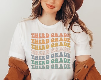 Retro Third Grade Teacher T-Shirt: Elementary Back to School Tee