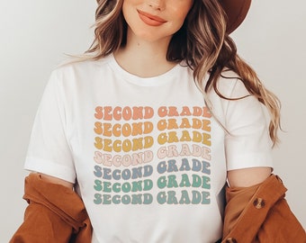 Retro Second Grade Teacher Shirt: Elementary Back to School Tee