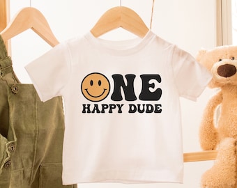 One Happy Dude Birthday Shirt, 1st Birthday Shirt, Smiley Face Birthday Outfit, One Cool Dude Outfit, Matching Family Birthday, Mommy and Me