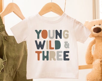 Wild 3rd Birthday Shirt, Young Wild and Three Birthday Outfit, Wild Animal Shirt, Safari Zoo Animal Birthday, Groovy Boy 3rd Birthday Shirt