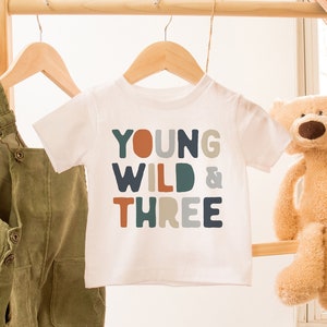 Wild 3rd Birthday Shirt, Young Wild and Three Birthday Outfit, Wild Animal Shirt, Safari Zoo Animal Birthday, Groovy Boy 3rd Birthday Shirt