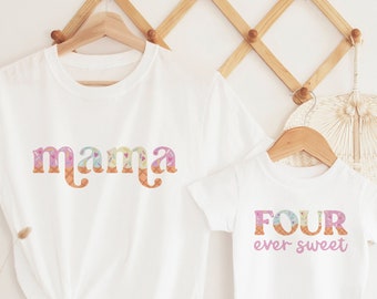 Ice Cream 4th Birthday Shirt: Four Ever Sweet Matching Family Birthday Shirts