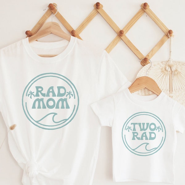 Surf 2nd Birthday Shirt Two Rad Birthday Outfit Surfer Second Birthday Surf Matching Family Shirts Mommy and Me Shirts Totally Twobular