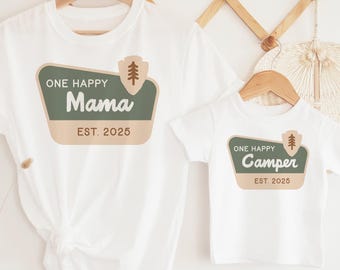One Happy Camper Birthday Shirt: Matching Family Camping National Parks 1st Birthday