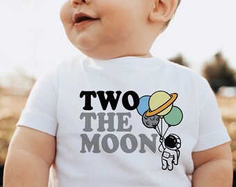 Two The Moon Birthday Shirt: Outer Space 2nd Birthday Outfit