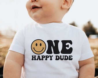 One Happy Dude Birthday Shirt, 1st Birthday Shirt, Smiley Face Birthday Outfit, One Cool Dude Outfit, Matching Family Birthday, Mommy and Me