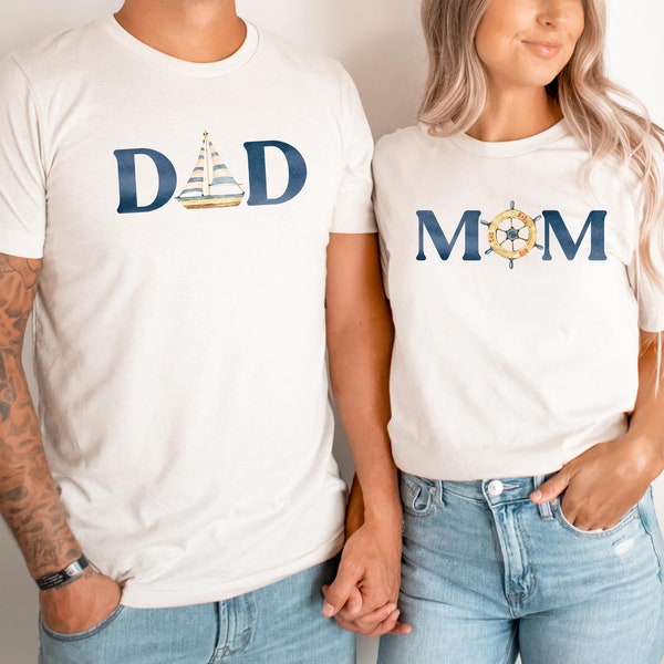 Sailboat 1st Birthday Matching Family Shirts, Nautical Sailing First Birthday Party Outfits, Sailing Into One