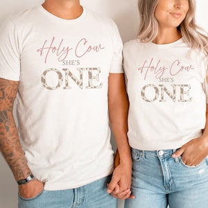 Holy Cow I&#39;m One Birthday Shirt: Matching Family Boho Outfit