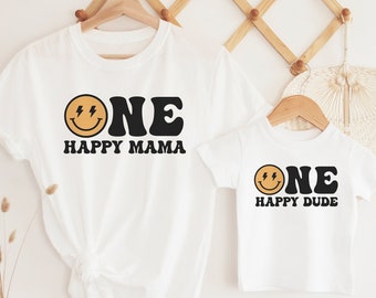 One Happy Dude Family Birthday Shirts, 1st Birthday Shirt, Smiley Face Birthday Outfit, One Cool Dude, Matching Birthday Tees, Mommy and Me