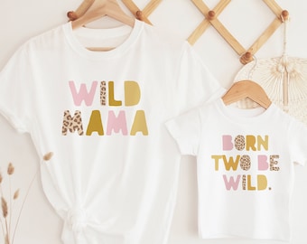 Two Wild Birthday Girl Shirt, 2nd Birthday Outfit, Born Two Be Wild Shirt, Wild 2nd, Safari Jungle Zoo Animal, Mommy and Me, Matching Family