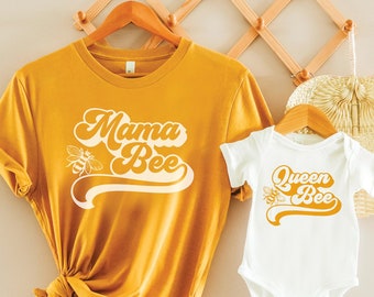 Queen Bee Birthday Shirt: Retro Boho Matching Family Tee