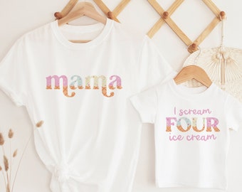 I Scream Four Ice Cream Birthday Shirt, Ice Cream 4th Birthday Shirt, 4th Birthday Outfit, Four Ever Sweet Birthday, Ice Cream Party