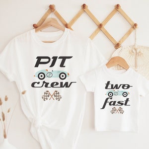Two Fast Birthday Shirt: Matching Family Race Car 2nd Birthday Tee