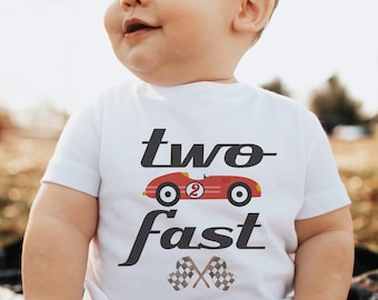 Two Fast Birthday Shirt: Race Car 2nd Birthday Outfit