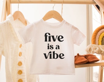 Five Is A Vibe Shirt: Retro 5th Birthday Outfit