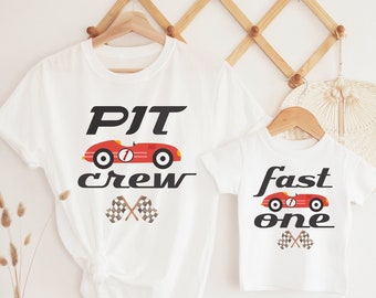 Fast One Birthday Shirt, 1st Birthday Shirt, Race Car Birthday Party, Cars Birthday Boy Outfit, Mommy and Me Shirts, Red Pit Crew Shirts