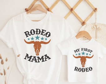 Rodeo 1st Birthday Matching Family Shirts, Cowboy Birthday Shirt Cowgirl Western Farm My First Rodeo Birthday Shirt Birthday Outfit Mommy Me