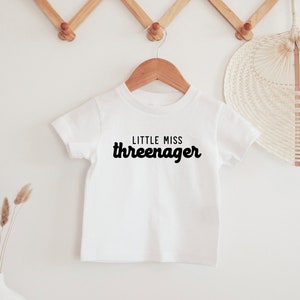 Threenager Shirt, Three Year Old Shirt, 3rd Birthday Shirt, Little Miss Threenager, Toddler Girl Tee, Third Birthday, Threenager Birthday
