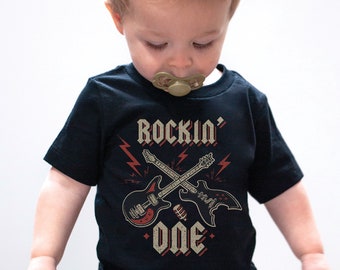 Rockin' One Birthday Shirt, 1st Birthday Shirt, Rock n Roll Birthday, Rock Star Birthday Boy Outfit, Matching Family Tees, Mommy and Me Tees