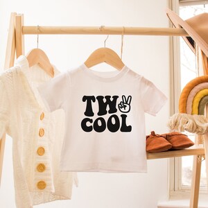 Two Cool 2nd Birthday Shirt, Retro Peace Sign Modern Party Outfit