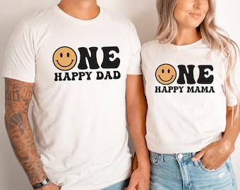 One Happy Dude Matching Birthday Shirts, 1st Birthday Shirt, Smiley Face Birthday Outfit, One Happy Dude Family Birthday Tees, Mommy and Me