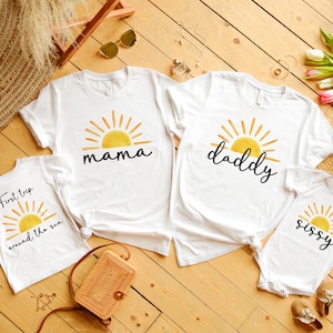 First Trip Around The Sun Birthday Shirt, Boho Sun Birthday, Matching Family Shirts, Mommy and Me Shirts, 1st Birthday Outfit, Sunshine Tee
