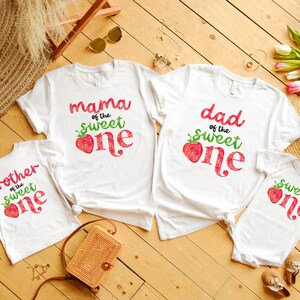 Sweet One Birthday Outfit, 1st Birthday Shirt, Berry First Birthday, Strawberry Birthday, Mommy Me Shirts, Matching Family Birthday TeesTee