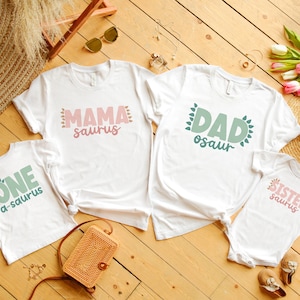 Dinosaur 1st Birthday Matching Family Shirts: One-A-Saurus Tee