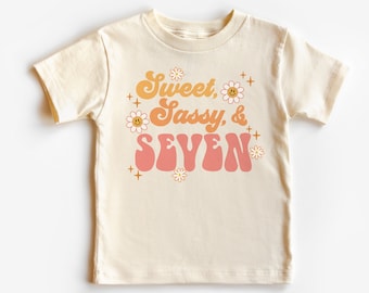 Sweet Sassy Seven Birthday Shirt: Groovy 7th Birthday Party